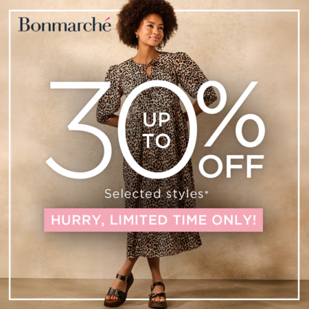 Enjoy up to 30% off everything in-store at Bonmarché